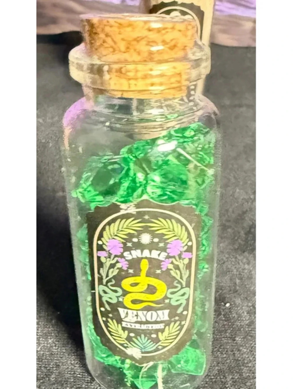 Three Mini Glass Potion  Bottles Halloween Decor